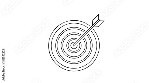 A 3D render of a red dartboard target with an arrow hitting the center, symbolizing business success and goal accuracy