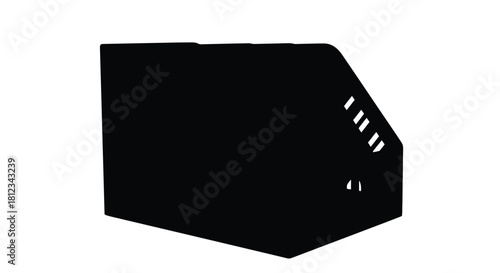 Dynamic abstract geometric shapes with bold red and blue contrasting elements in a striking silhouette