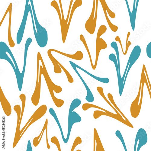 Blue and Yellow seamless abstract pattern with organic curved shapes, texture ideal for textiles, packaging, wallpaper, wrapping, and modern design elements.