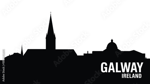Galway ireland city skyline silhouette black and white