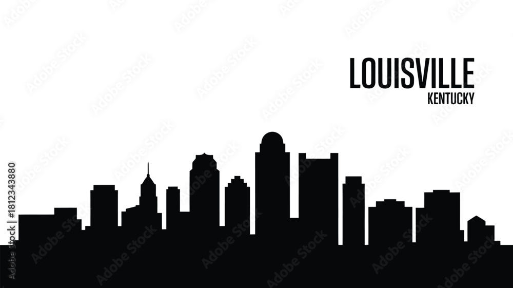 Fototapeta premium Louisville kentucky skyline silhouette black and white