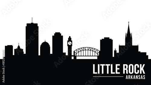 Little rock arkansas skyline silhouette with bridge and clock tower