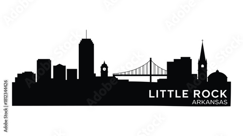 Little rock arkansas skyline silhouette with bridge