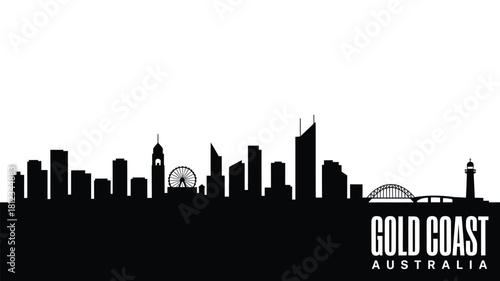 Gold coast australia cityscape silhouette with landmarks