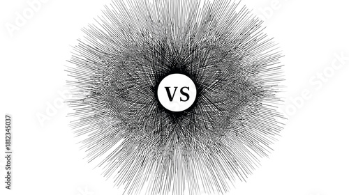 Abstract VS Concept with Radiating Lines Illustrating Comparison, Conflict, or Complex Network Connections