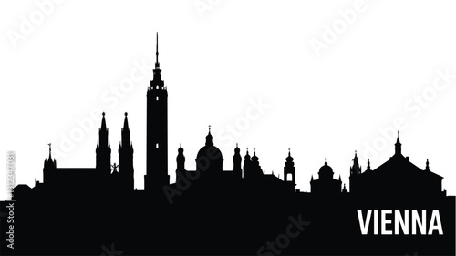 Silhouette of the historic vienna skyline at dusk