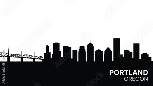 Portland oregon skyline silhouette with bridge