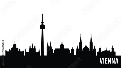 Silhouette of the vienna skyline with prominent landmarks