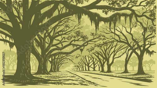 Savannah Spanish moss oak avenue southern charm art