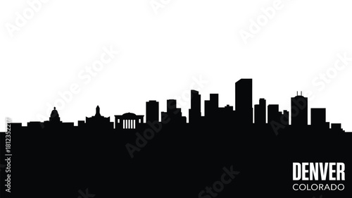 Denver colorado skyline silhouette black and white
