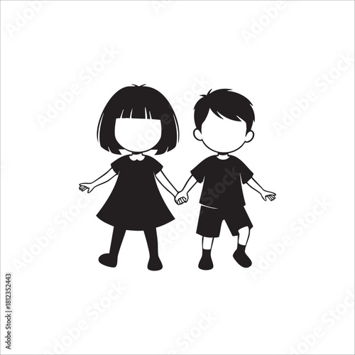 girl and boy icon. isolated on white backgroundgirl and boy icon. isolated on white background