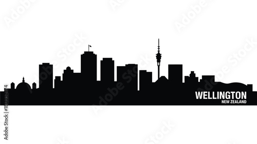 Wellington new zealand city skyline silhouette