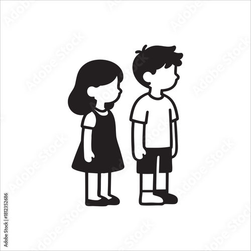 girl and boy icon. isolated on white backgroundgirl and boy icon. isolated on white background