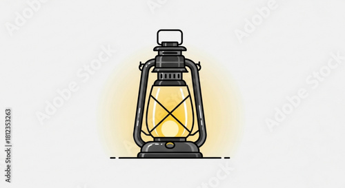 Vintage lantern casting a warm glow, perfect for rustic themes and cozy atmospheres, a timeless icon illuminating stories and adding charm to any scene
