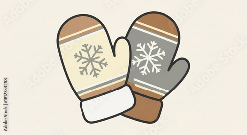 Snuggly winter mittens with snowflake details for cozy holiday cheer, perfect for festive designs and seasonal greetings, warmth and comfort assured