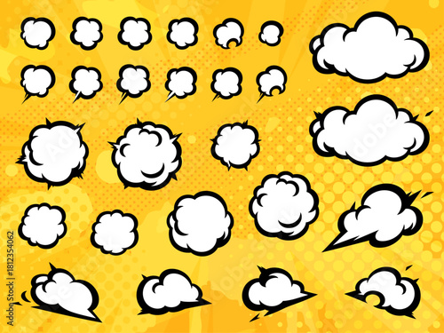 アメコミ風の煙のイラスト素材セット