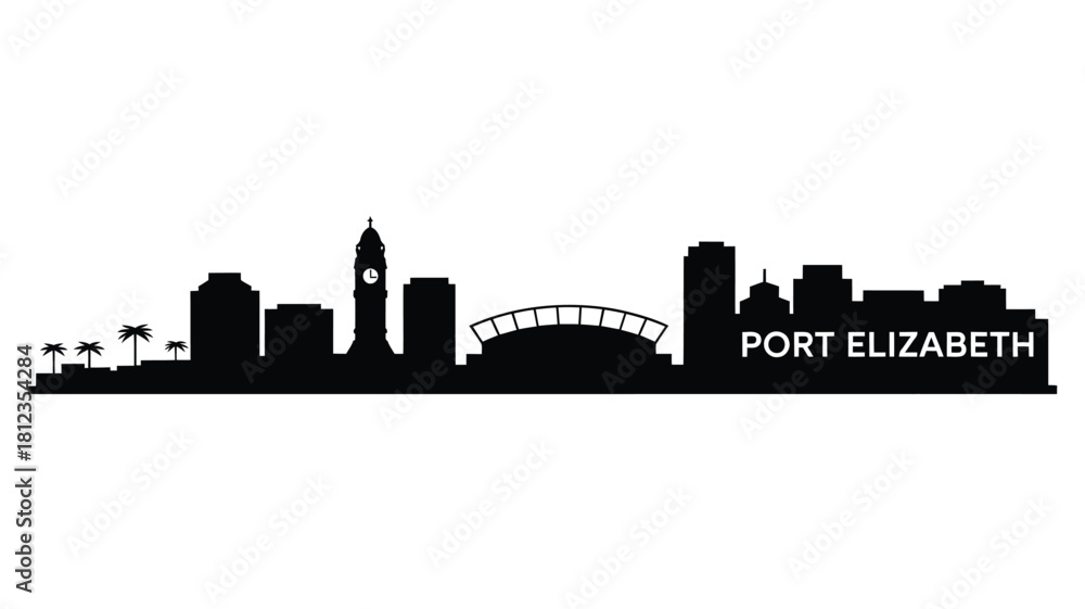 Fototapeta premium Port elizabeth south africa city skyline silhouette