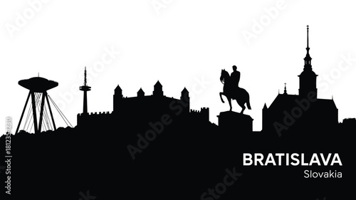Bratislava skyline silhouette with famous landmarks