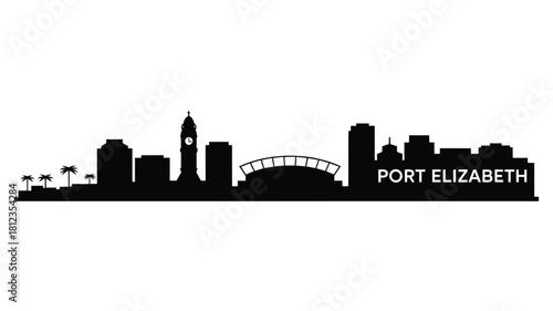 Port elizabeth south africa city skyline silhouette