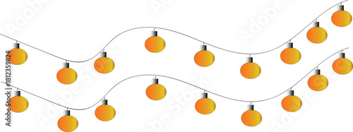 Orange Decorative String Lights – Festive Spherical Bulbs on White Wire