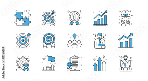 Business and finance vector icons isolated on set of thin line icons for business, finance, marketing, strategy, management, teamwork, and success concept