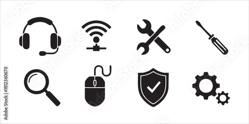 Collection of IT support and troubleshooting icon