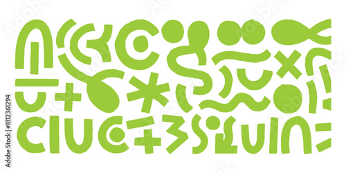 Abstract green shapes and symbols collage EPS file