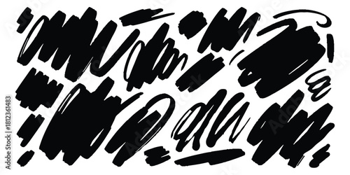 Abstract black scribble marks on white background texture EPS file