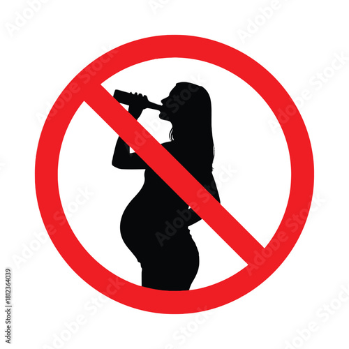 No drinking during pregnancy a warning symbol featuring a silhouette of a pregnant woman