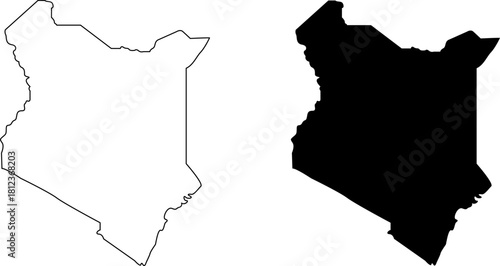 Outline and silhouette map of kenya