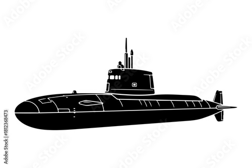 Sleek Submarine Silhouette A Nautical Vector Graphic