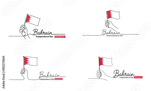 Bahrain flag line art illustration for independence celebration
