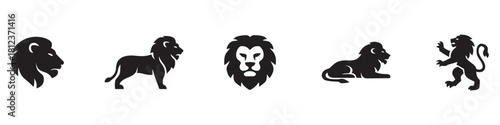 Silhouette lion collection. Vector illustration