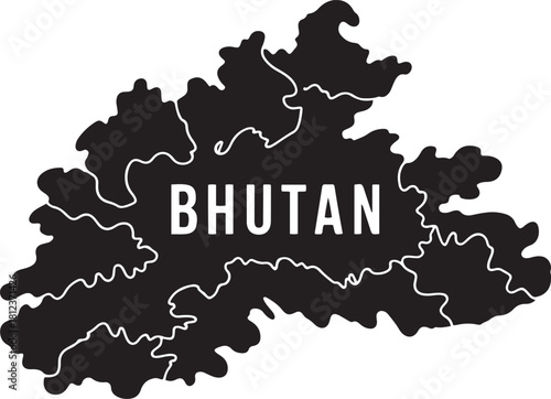 Bhutan country map silhouette outline illustration