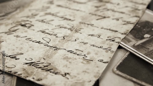 Vintage photos and text on the back photo