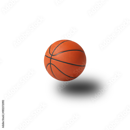 basketball ball isolated on white background, orange sports ball with shadow