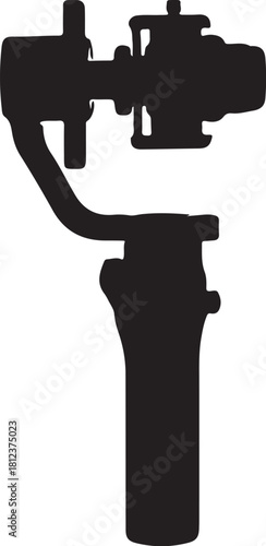 Black Silhouette of a Gimbal Stabilizer for Camera photography videography also transparent background