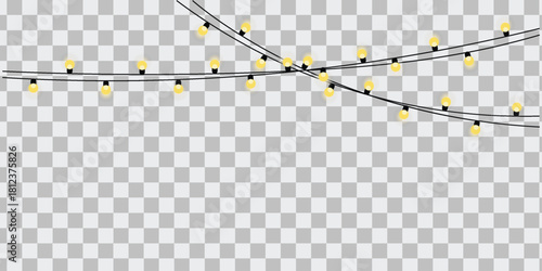 String of decorative lights isolated on transparent background
