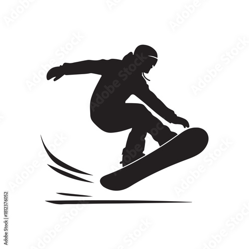 snowboard vector silhouette clip art logo design illustration. abstract snowboard icon set collection