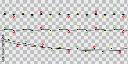 String of christmas lights decoration isolated on transparent background