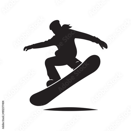 snowboard vector silhouette clip art logo design illustration. abstract snowboard icon set collection