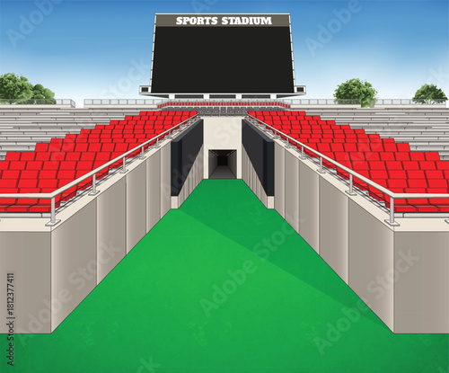 Sports Arena Entry Tunnel and Grandstand Perspective – High-Quality Vector