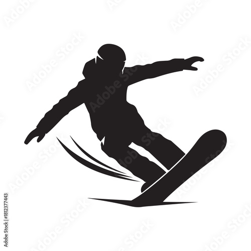 snowboard vector silhouette clip art logo design illustration. abstract snowboard icon set collection
