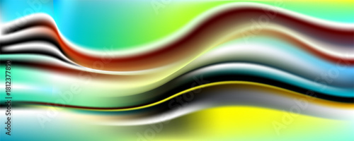Waves of Bright Multicolored Chrome as Abstract Background for Your Project