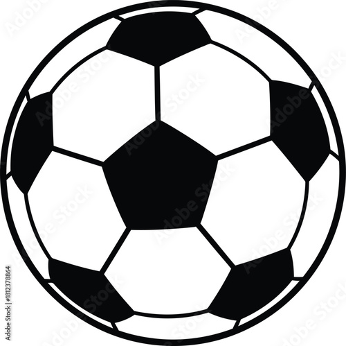 Classic black and white soccer ball illustration, sports graphic