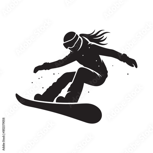 snowboard vector silhouette clip art logo design illustration. abstract snowboard icon set collection