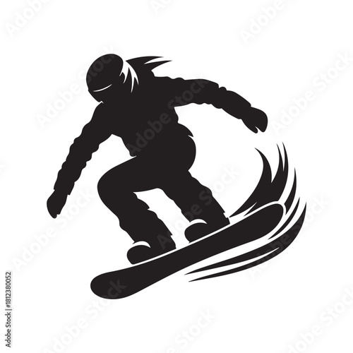snowboard vector silhouette clip art logo design illustration. abstract snowboard icon set collection