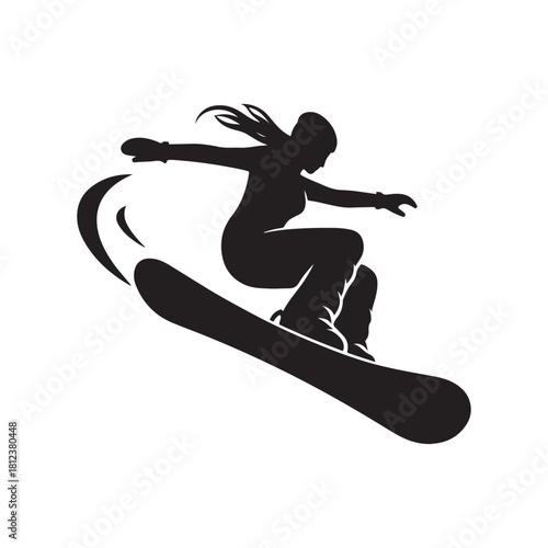 snowboard vector silhouette clip art logo design illustration. abstract snowboard icon set collection