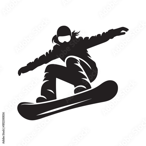 snowboard vector silhouette clip art logo design illustration. abstract snowboard icon set collection