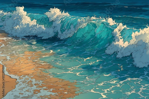 Bright Blue Sea Waves Under Sunny Sky High Resolution Picture